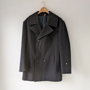 Vintage Michel Beaudouin Double-Breasted Navy Pea Coat Size 48 RARE